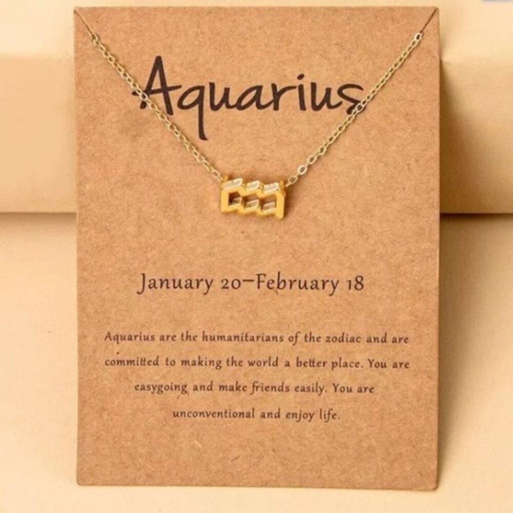 🎉 New Aquarius Zodiac Gold Plated Necklace